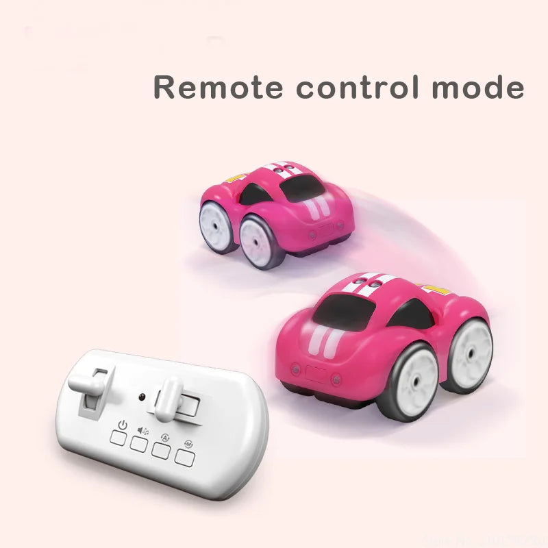 RC Intelligent Sensor Remote Control Cartoon Mini Car Remote Control Electric Car Smart Music Lighting for Boy Children Toy Gift