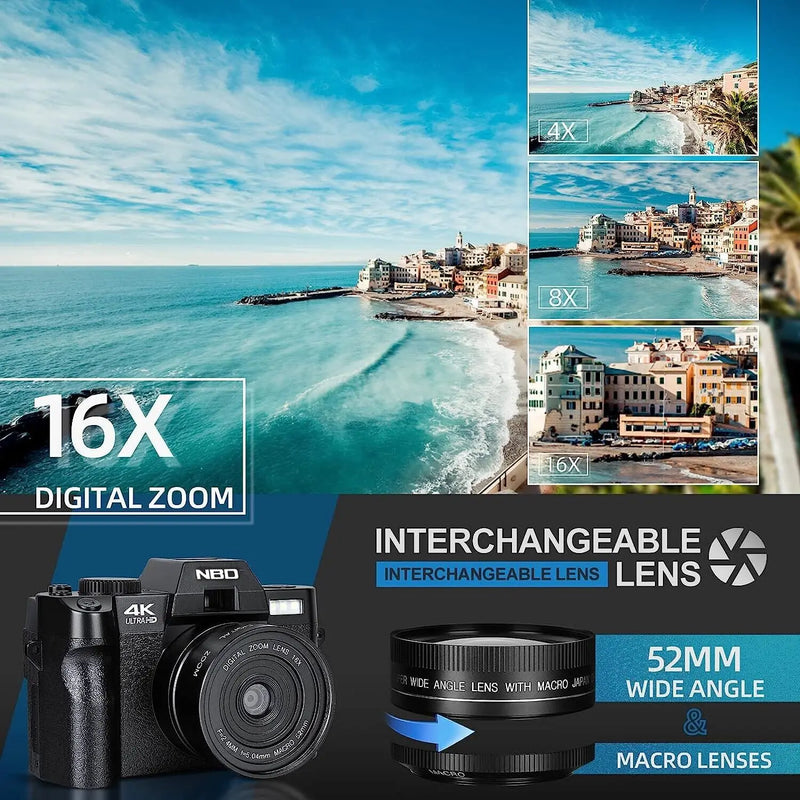 Dslr Beginner Compact Cheap Vlogging Youtube Point Shoot 4k 48mp 16x Digital Photography Cameras