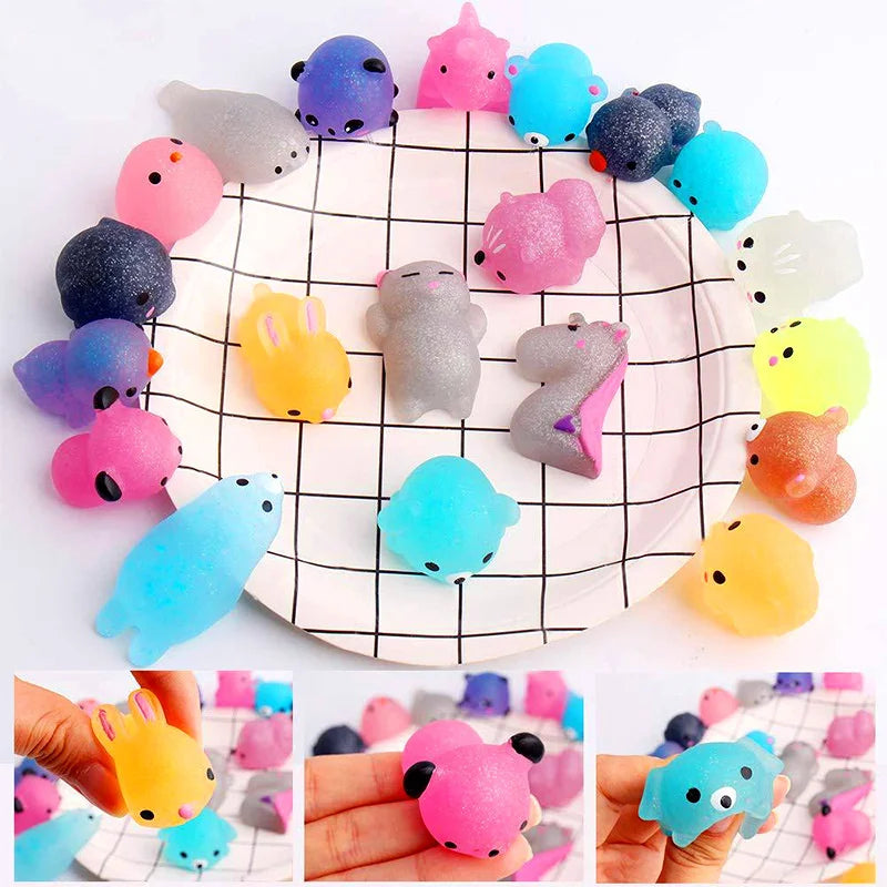 10-50PCS Kawaii Squishy Toys Mini Mochi Squishies Animal Pattern Stress Relief Squeeze Toy For Kids Boys Girls Birthday Gifts