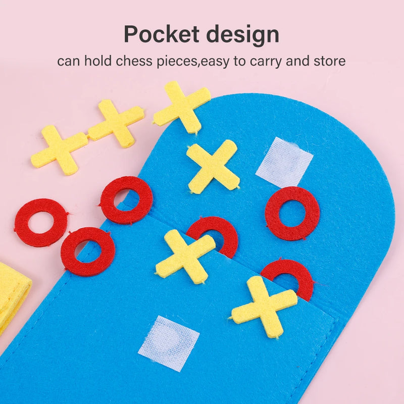 Creative Portable Felt Checkerboard Toys Kids Early Education Puzzle Tic-tac-toe Board Mini Circle Cross Chess Game Party Toys