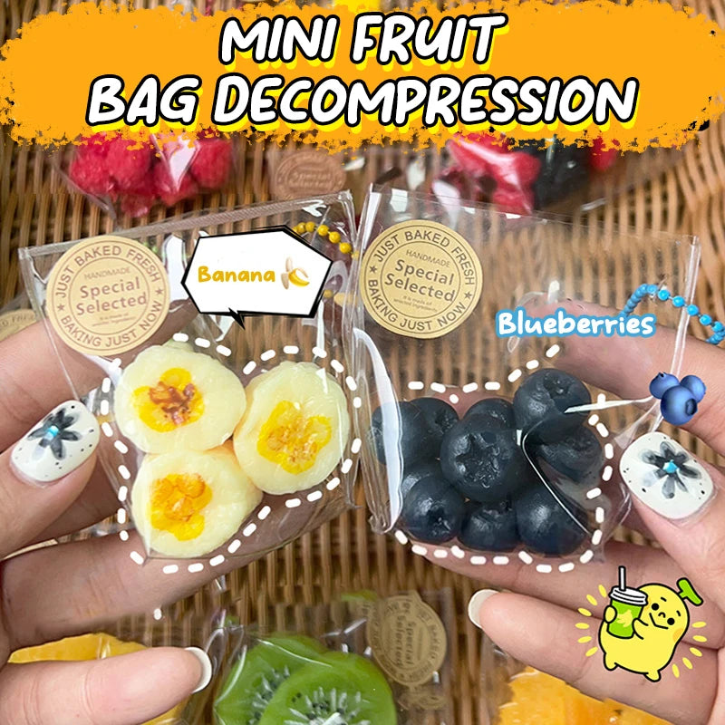 Simulation Stress Relief Toy Sticky TPR Mini Fruit Bag Stress Relief Squishy Fidget Toy Mini Relief Squeeze Toy Gifts For Kids