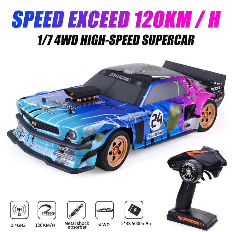 ZD Racing EX07 1/7 4WD Brushless Remote Control RC Car Drift Super High Speed 130km/h Huge Vehicle Models Full Proportional