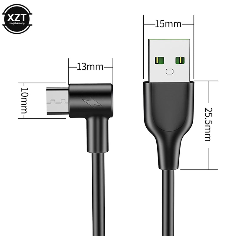 1PC Micro USB Cable 3A 90 Degree Elbow Data Cable Charger 1M 1.5M 2M Fast Charging Cord for Samsung Xiaomi Mobile Phone