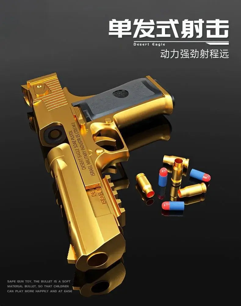 Children's Golden Desert Eagle Shell Soft Bullet Toy Gun Glock Simulation Bullet Boy Pistol Toy Model