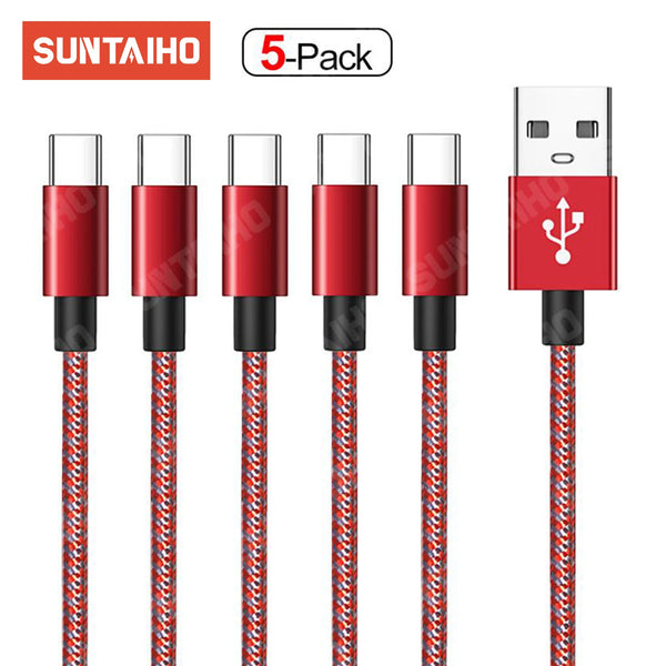 5 Pack 3A Type C Cable For Samsung S20 S10 Plus Fast Charger Charging Cable For Huawei P60 P40Pro Xiaomi Mobile Phone USBC Cable