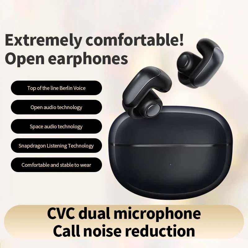 V12 Earclip Wireless Earphone Bluetooth5.3 Headphones TWS Sports Gaming Headset Open Ear Earring Touch Control Earbuds With Mic