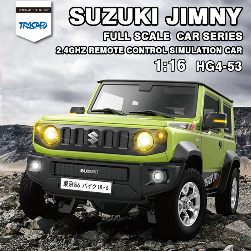 HG4-53 Pro Licensed SUZUKI JIMNY 1/16 Scale 2.4GRemote Control Car Simulation Light Sound Smoke Systerm Proportional RC Crawler