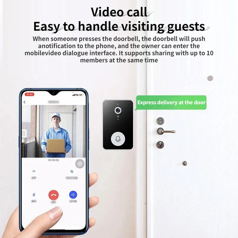 Tuya WiFi Video Doorbell Wireless HD Camera Motion Detection IR Alarm Security Smart Home Door Bell WiFi Intercom for Home