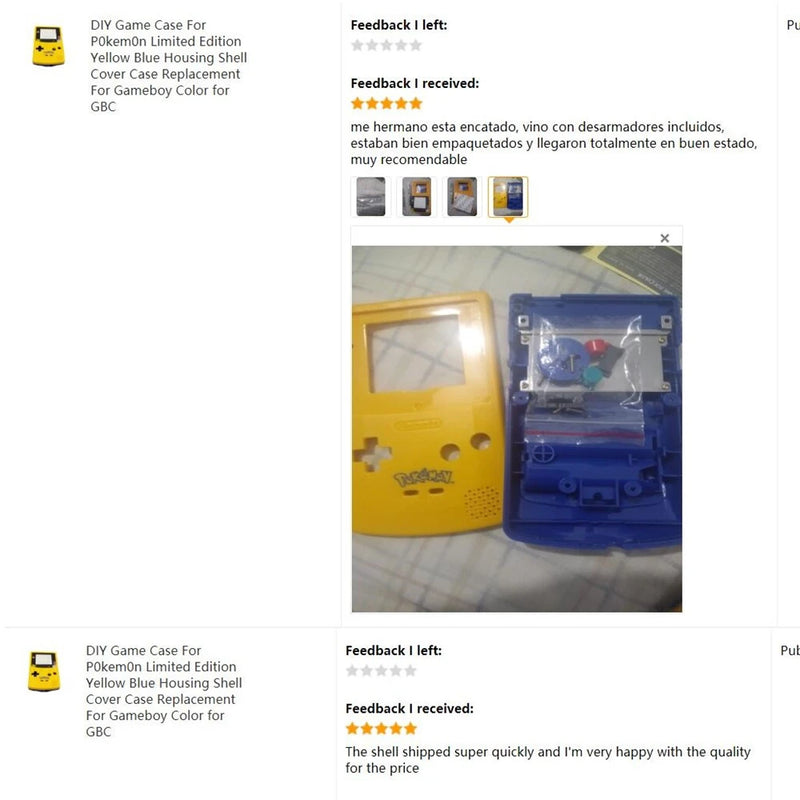 DIY Game Case For P0kem0n Limited Edition Yellow Blue Housing Shell Cover Case Replacement For Gameboy Color for GBC